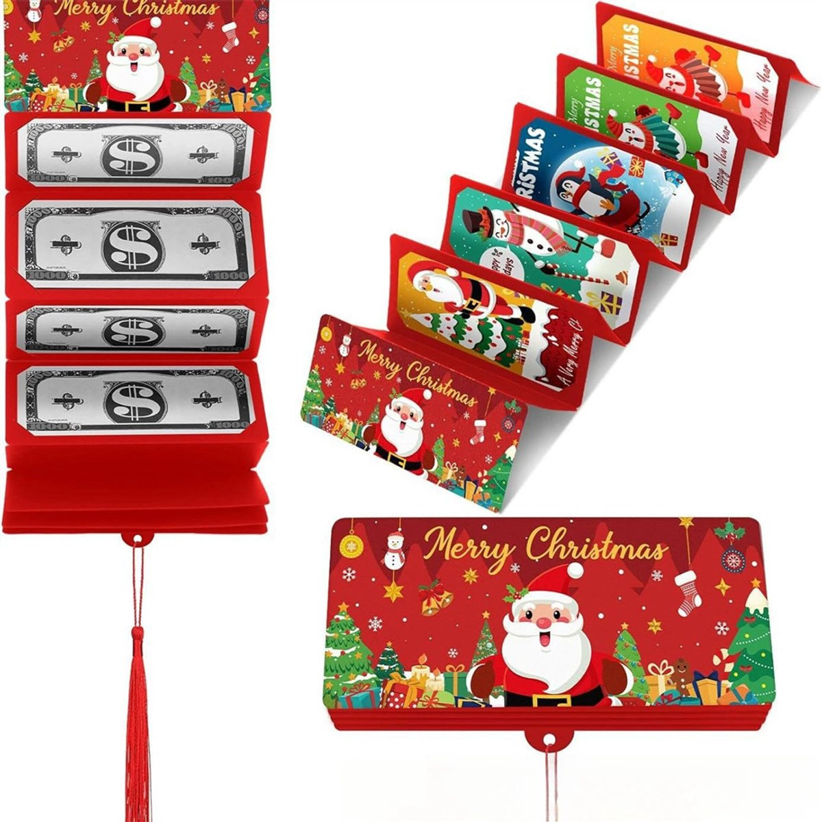 kerstgeld cadeau envelop diy cadeaukaarthouders met 10 vakjes kerst verrassingsgeld enveloppen kerstcadeau voor mannen vrouwen meisjes jongens 1 stuk rood