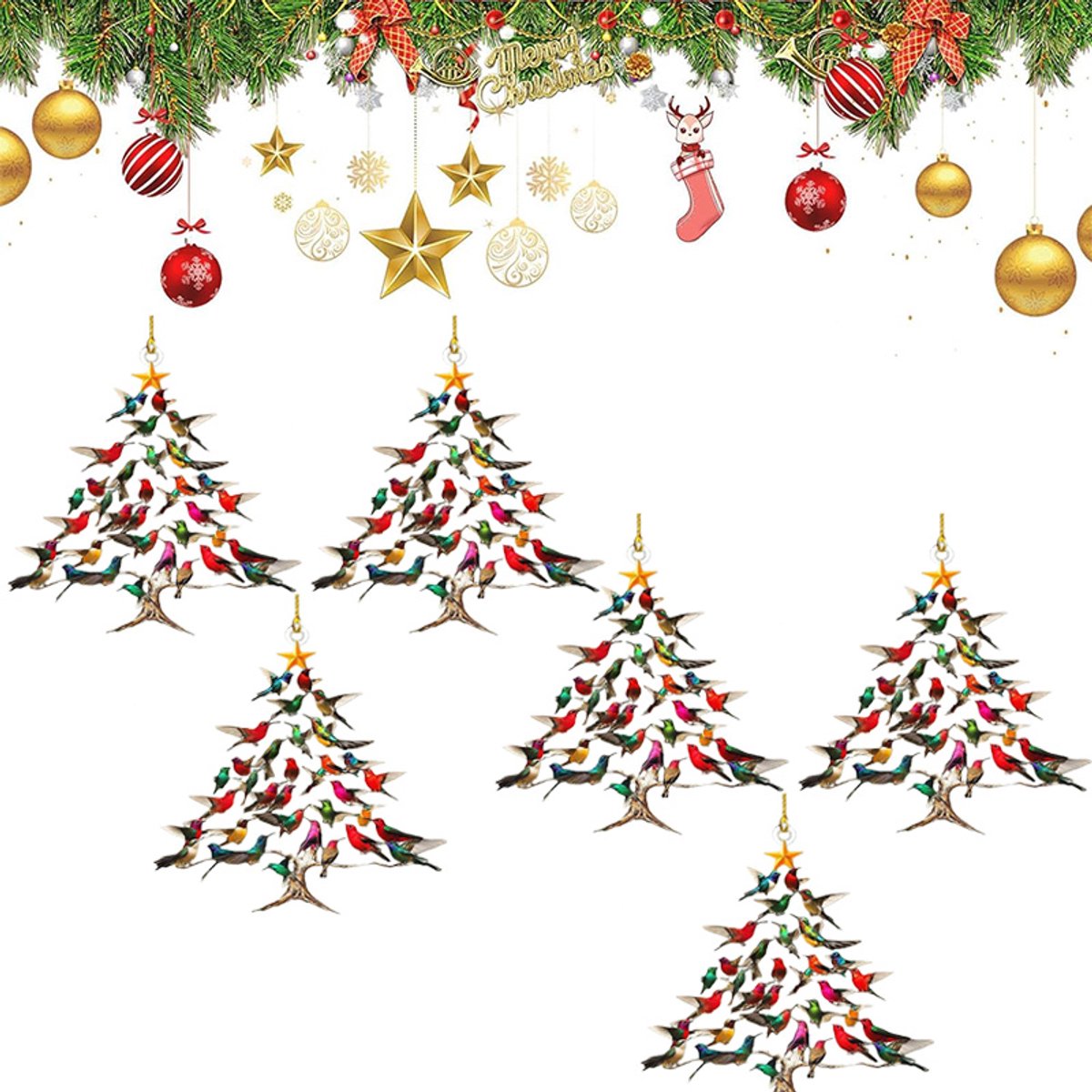 Kerstversieringen voor in de auto (6 stuks) - Kleurrijke kerstboomversieringen met vogels - Kersthangers - Winterdecoratie voor in huis, ideaal voor vogelliefhebbers Fiets (elektrisch) kopen online