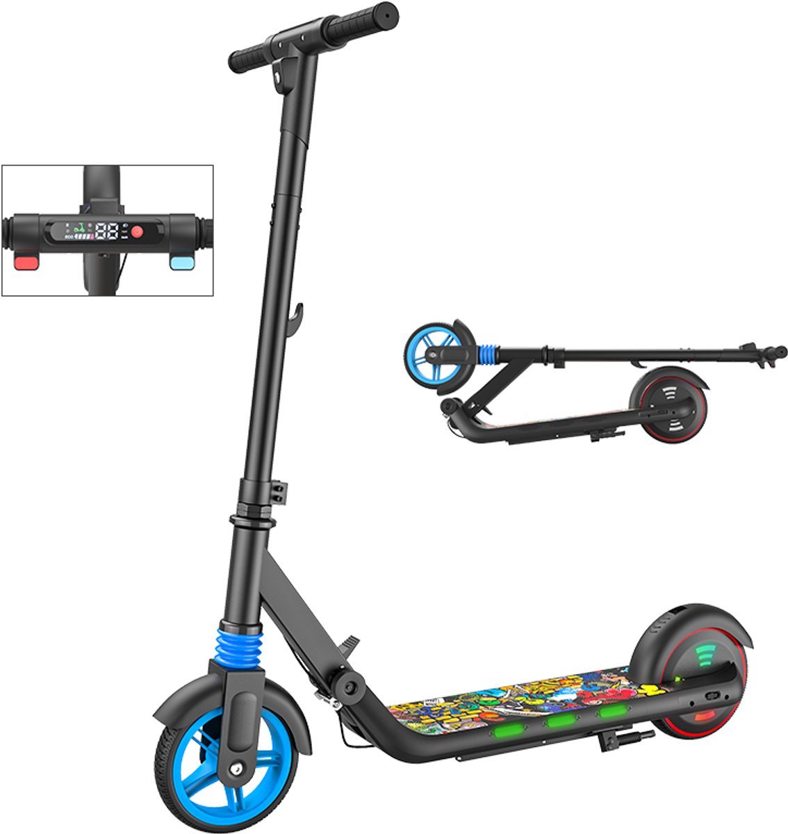 KIDDOWE K2 Elektrische Step Kinderen - Kinderstep Inklapbaar – Bluetooth Muziek – 14 km/u – LED Verlichting – 8km Bereik – 3 tot 12 jaar– Zwart Buitenspeelvoertuigaccessoire kopen online