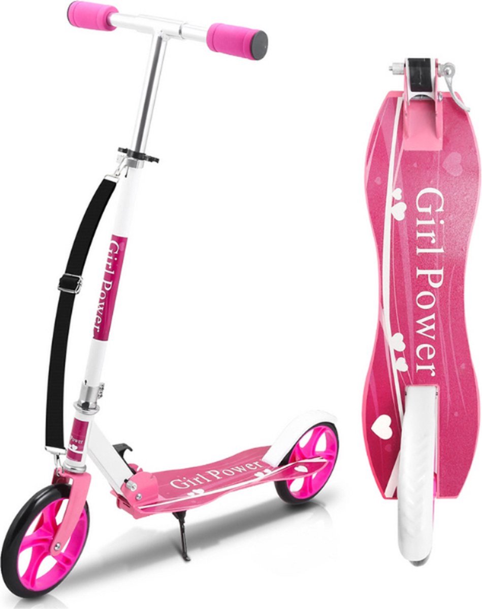 kinderstep city scooter stuntstep inklapbaar in hoogte verstelbare step geschikt voor kinderen tieners en volwassenen in 3 hoogtes verstelbaar draagkracht tot 100 kg roze