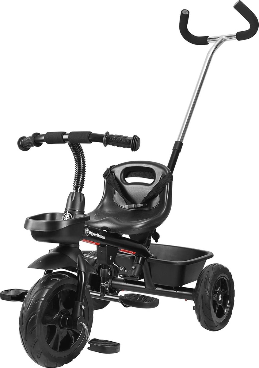 Lichtgewicht Kinderdriewieler met Handvat voor Ouders - Leeftijd 1-4 jaar, Tot 20 kg, Altijd Opgeblazen Wielen, Zwart Driewieler kopen online