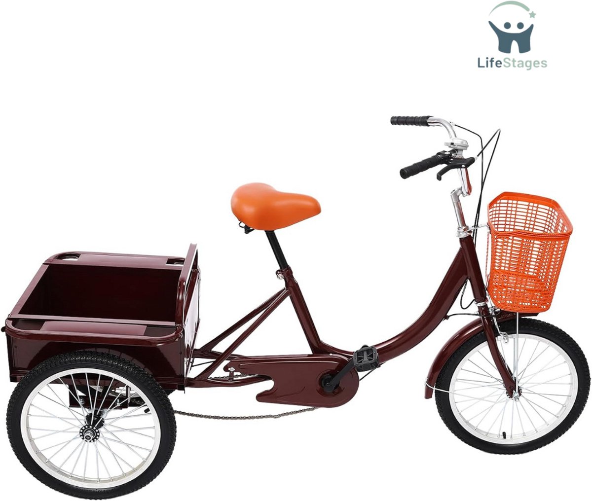 LifeStages - Driewieler Volwassenen - Driewieler - Driewielfiets Volwassenen - Driewielfiets - Driewieler Senioren - 18 Inches - met Boodschappenmandje 3 Wielen - Rood Driewieler kopen online