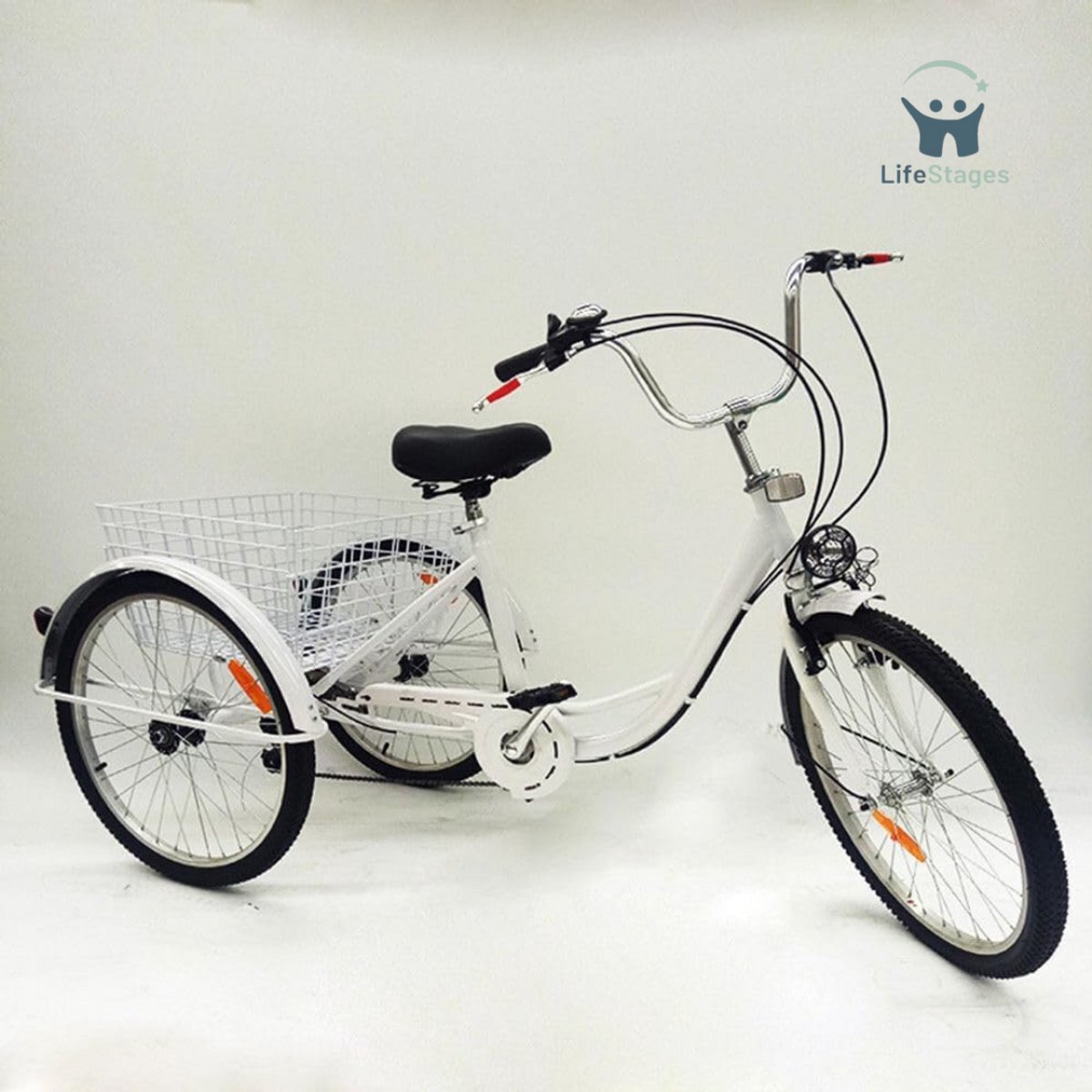LifeStages - Driewieler Volwassenen - Driewieler - Driewielfiets Volwassenen - Driewielfiets - Driewieler Senioren - 24 Inches - met Boodschappenmandje 3 Wielen - Wit Driewieler kopen online