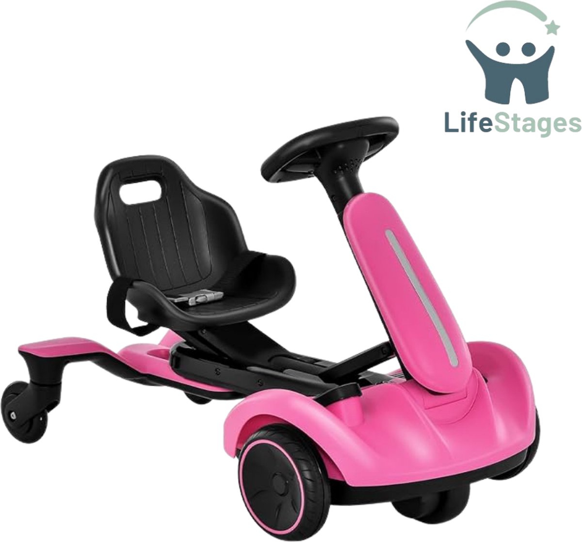 LifeStages - drift kart - 6V Elektrische Skelter - Steekwagen met 2-voudig Verstelbare Zitting - Roze Accuvoertuig kopen online