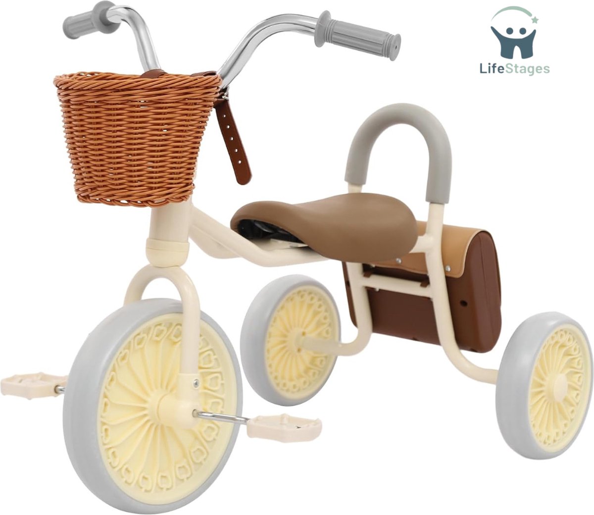 LifeStages - Loopfiets 2 Jaar - Loopfiets - Kinderloopfiets - Driewieler - met Mand en 3 Wielen - In Hoogte Verstelbaar - Wit Loopfiets kopen online