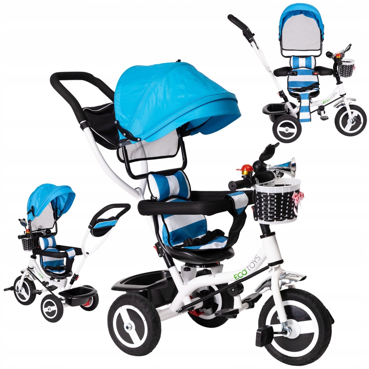 loopfiets 3 in 1 360 draaibaar met duwstang en veiligheidstuigje