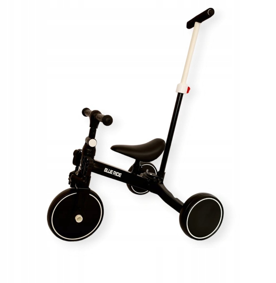 loopfiets 3 in 1 zwart met duwstang groeit mee met uw kind