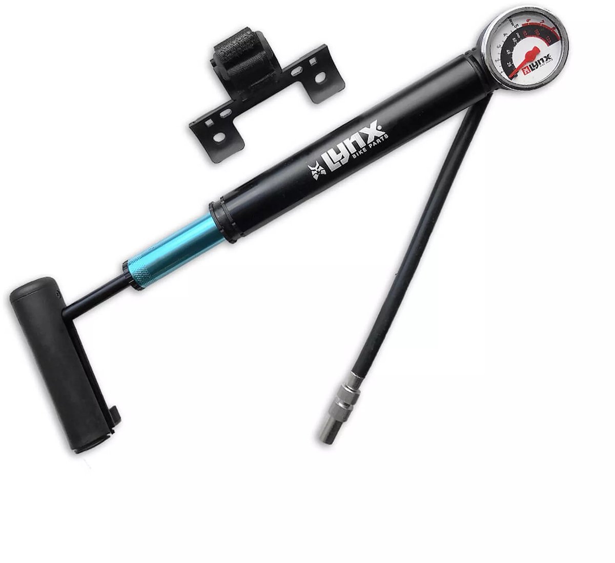 lynx mini fietspomp hurricane voor alle ventielen met manometer