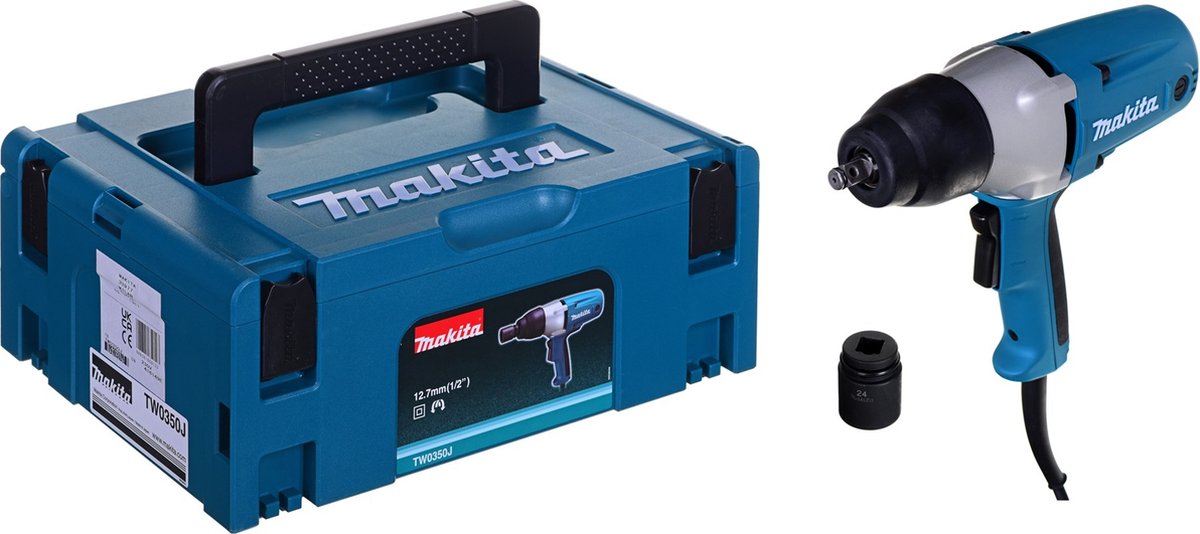 Makita TW0350J accudraaislagmoeraanzetter Zwart, Blauw 400 W Accuvoertuig kopen online