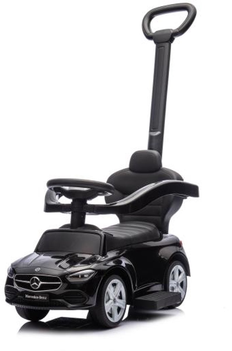 Mercedes Benz C-Class Loopauto met Duwstang – 2-in-1 Ride-On – Zwart – Voor Kinderen 12–36 Maanden – Met Geluid & Opbergruimte Loopauto kopen online