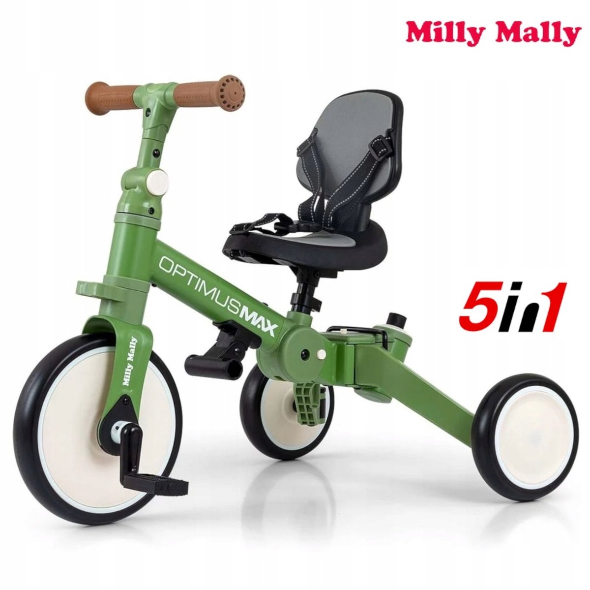 Milly Mally Optimus Max Loopfiets 5-in-1 - Groen Driewieler kopen online