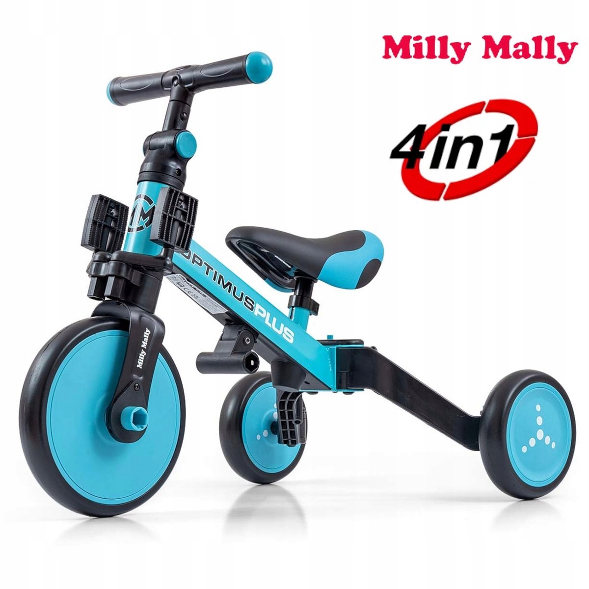 milly mally optimus plus loopfiets 4 in 1 blauw