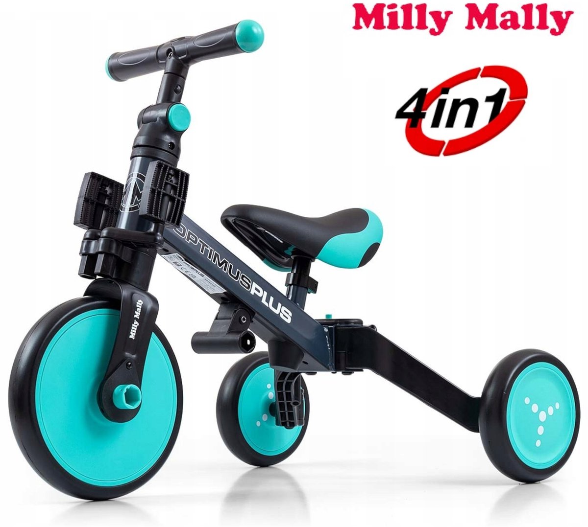 milly mally optimus plus loopfiets 4 in 1 mint
