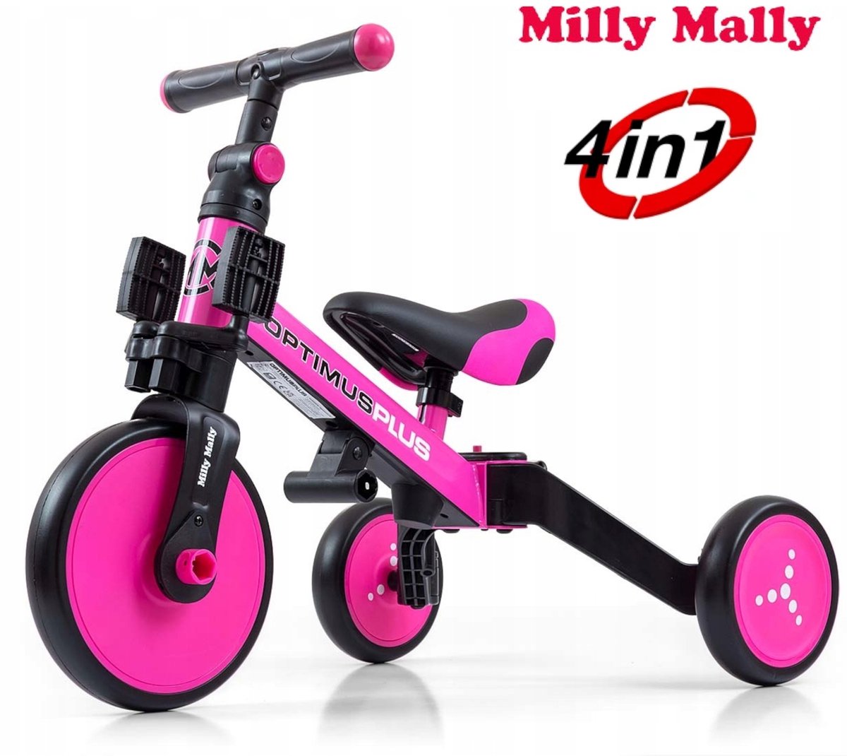 milly mally optimus plus loopfiets 4 in 1 roze