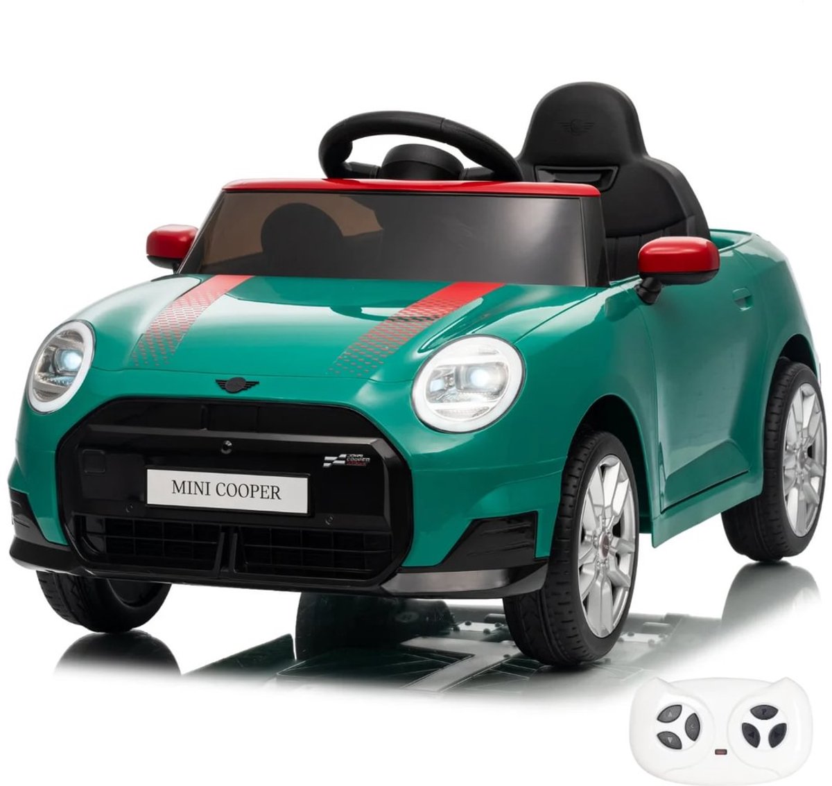 mini cooper jcw elektrische kinderauto 12v 1 tot 5 jaar vernieuwde li ion accu groen