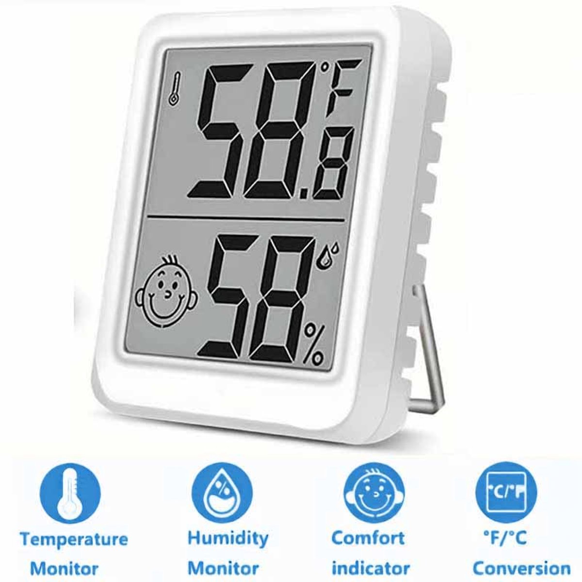 Mini Digitale thermometer en hygrometer - Temperatuur- en vochtigheidsmeter met lcd-scherm, op batterijen - Voor binnen in de keuken - Wit Fiets (elektrisch) kopen online