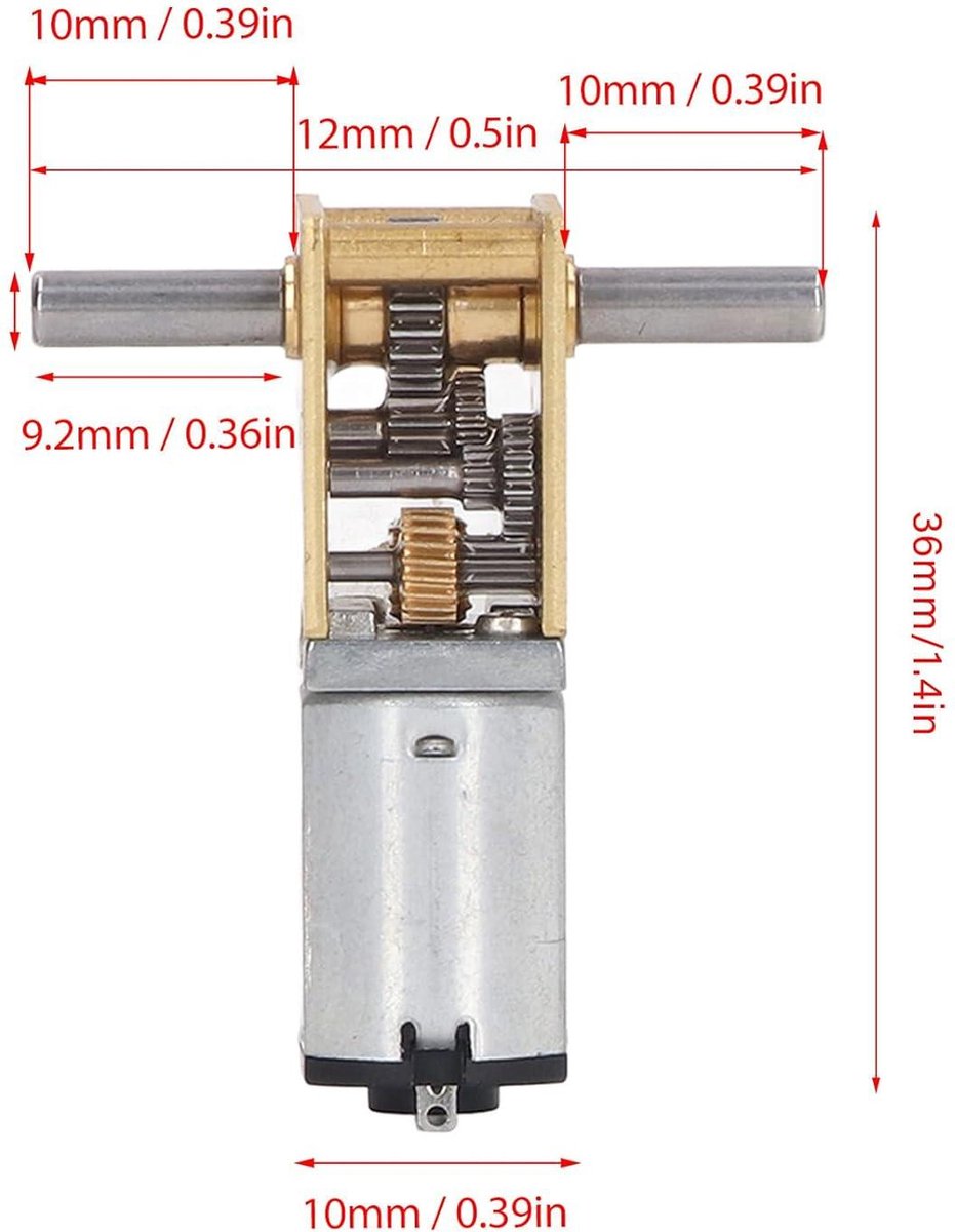 mini reductiemotor 1218 n20 dc6v 26 rpm dubbele as wormreductiemotor ronde as reductiemotor met vaste zitting