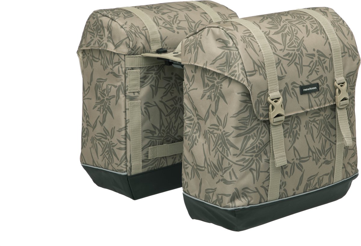 new looxs alba double bamboo dubbele fietstas mik afneembaar 42 liter zand