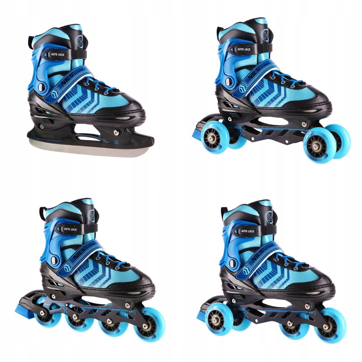 nils extreme 4 in 1 schaatsen skeelers maat s 29 33 zwart blauw