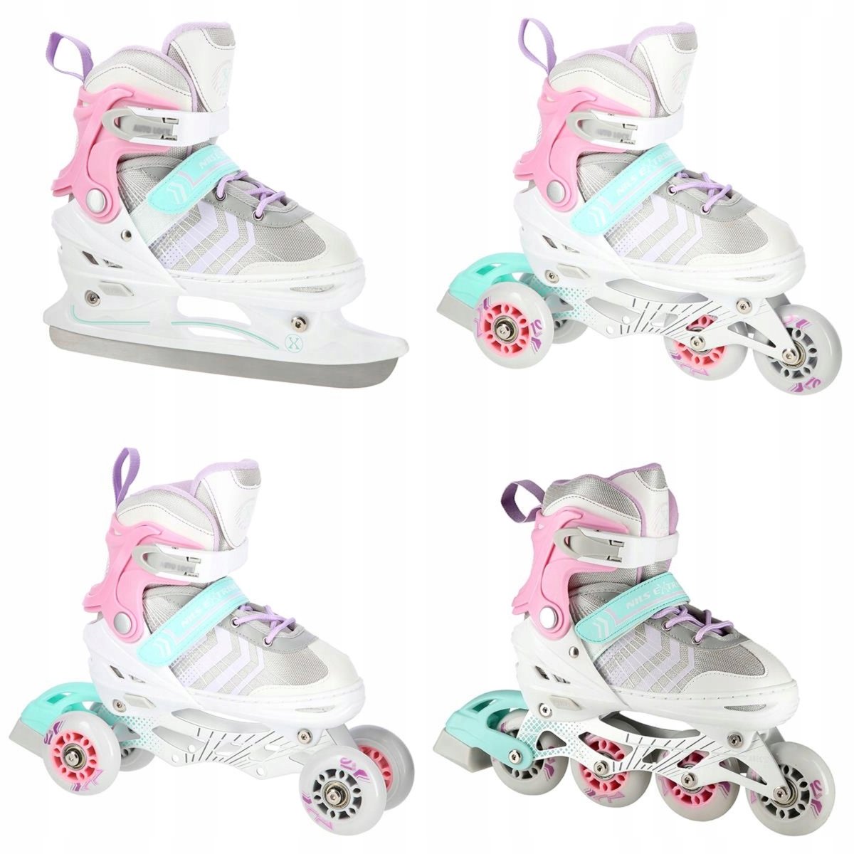 nils extreme 4 in 1 schaatsen skeelers roze maat s 29 33