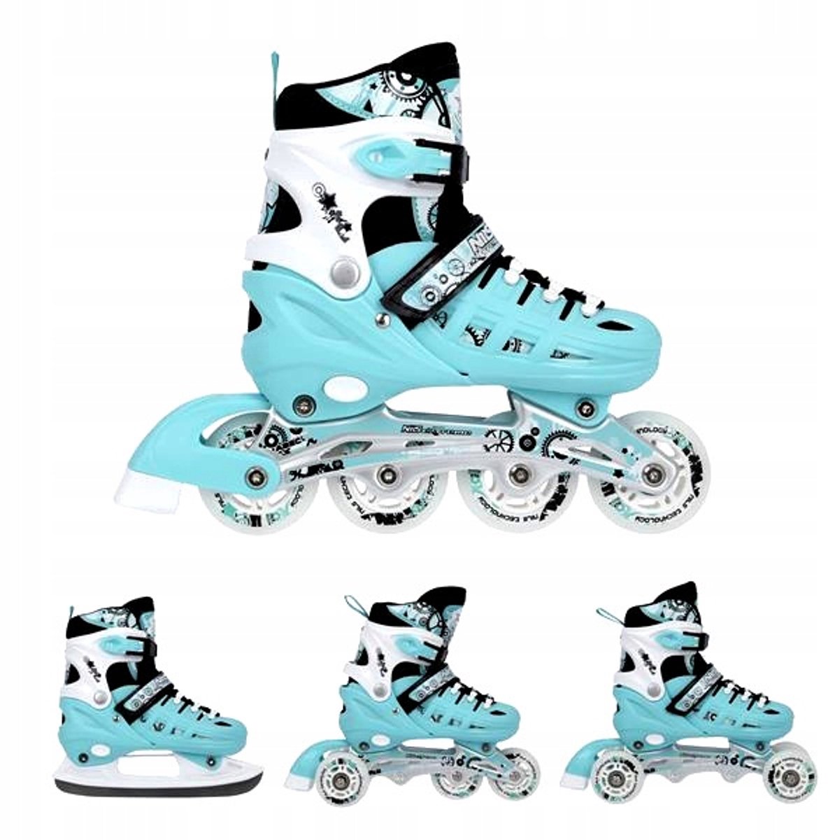 nils extreme 4 in 1 schaatsen skeelers schoenen maat m 35 38 mintgroen