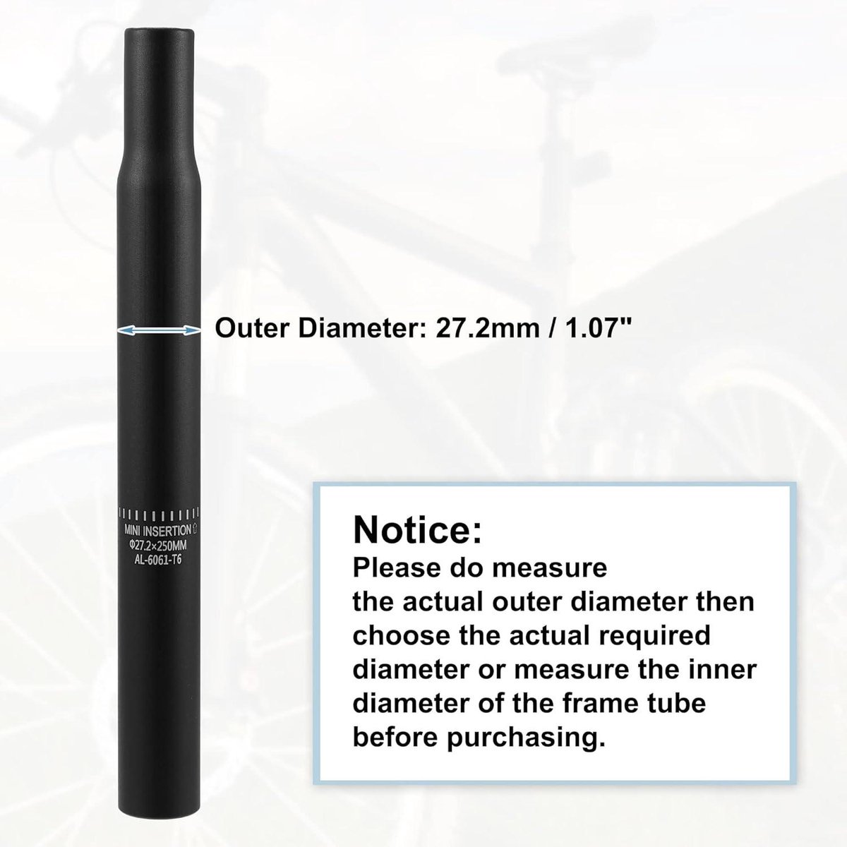 nordivar fietszadelpen aluminiumlegering 27 2x250mm met schaalmarkering en zwart design