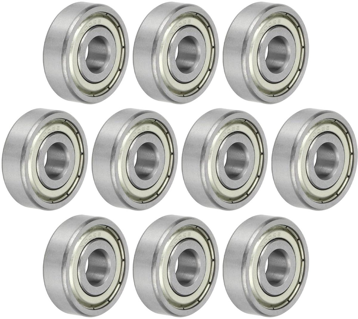 Nordivar - Stijve kogellagers 6200Z P6, 10 x 30 x 9 mm - 10 stuks - gesmeerde lagers, metalen afdichting - zilverkleurig - rollerwiel - skateboard - reserveartikel. Skateonderdeel kopen online