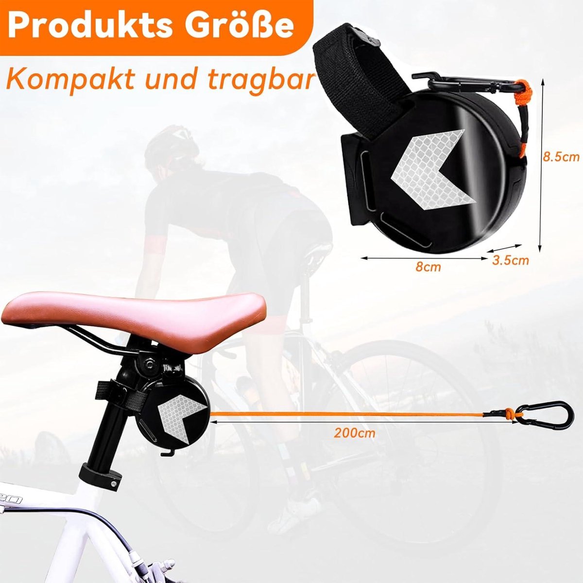 Nordivar - Tractietouw voor kinderfiets, 2 meter, intrekbaar sleeptouw voor ouder en kind, Follow Me fietsstang, trektouw voor kinderen, MTB Bike Kinderfiets kopen online