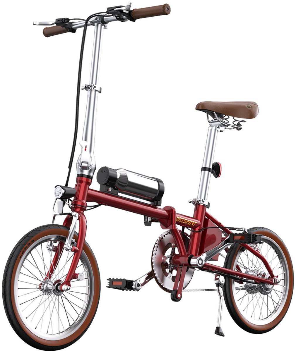 ONESPORT OT02 opvouwbare elektrische fiets, 250 W motor, 36 V 5,2 Ah accu, 16 inch banden, maximale snelheid 25 km/u, actieradius 25 km, V-type rem - rood Fiets (elektrisch) kopen online