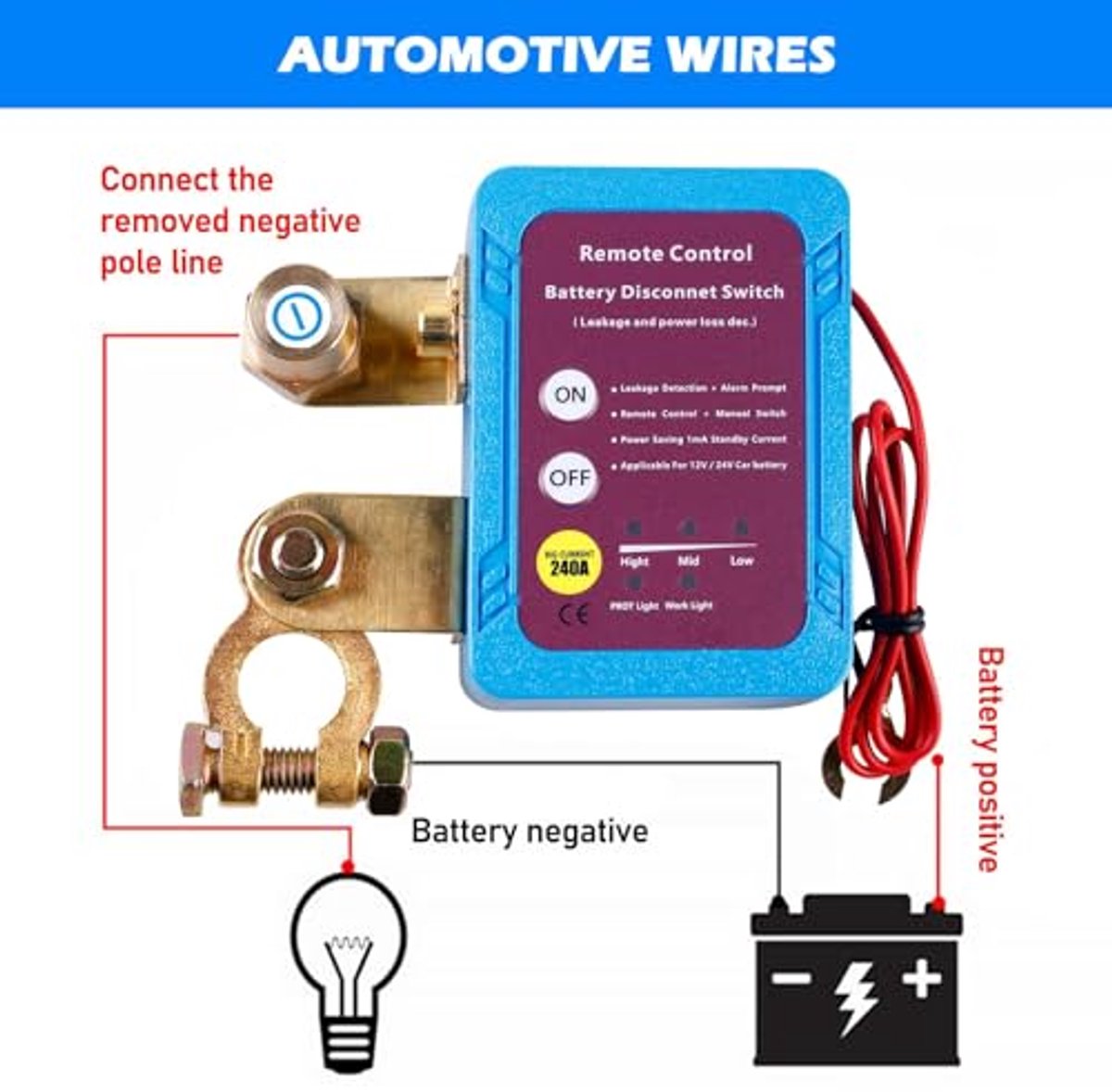 op afstand bestuurde auto scheidingsschakelaar 12 v batterij scheidingsschakelaar 240 a anti diefstal kill switch automatische uitschakeling 12 v batterijbescherming voor auto camper