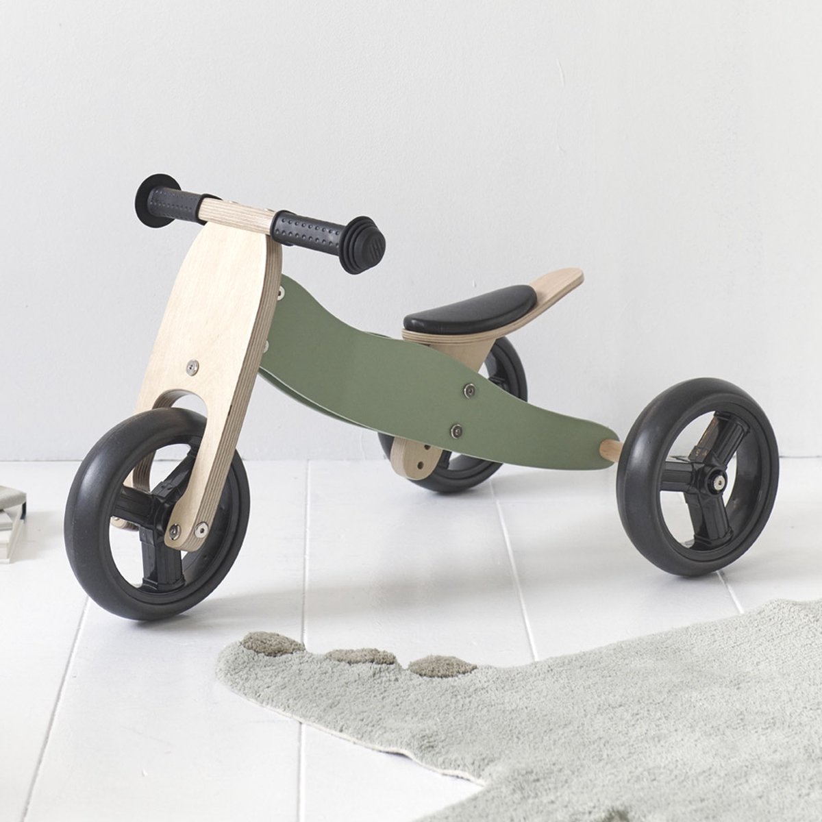 Petite Amélie ® Loopfiets - Houten - Vanaf 1 jaar - 4 in 1 Loopfiets - Stimuleert motoriek & balans - Groen Loopfiets kopen online