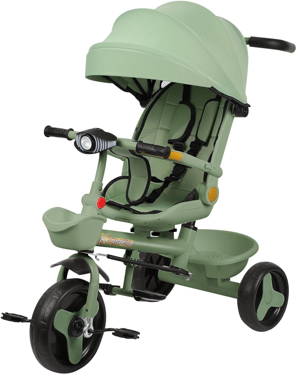 pipipoxer kinder driewieler met duwstang voor kinderen draaibare zitting met muziek groen