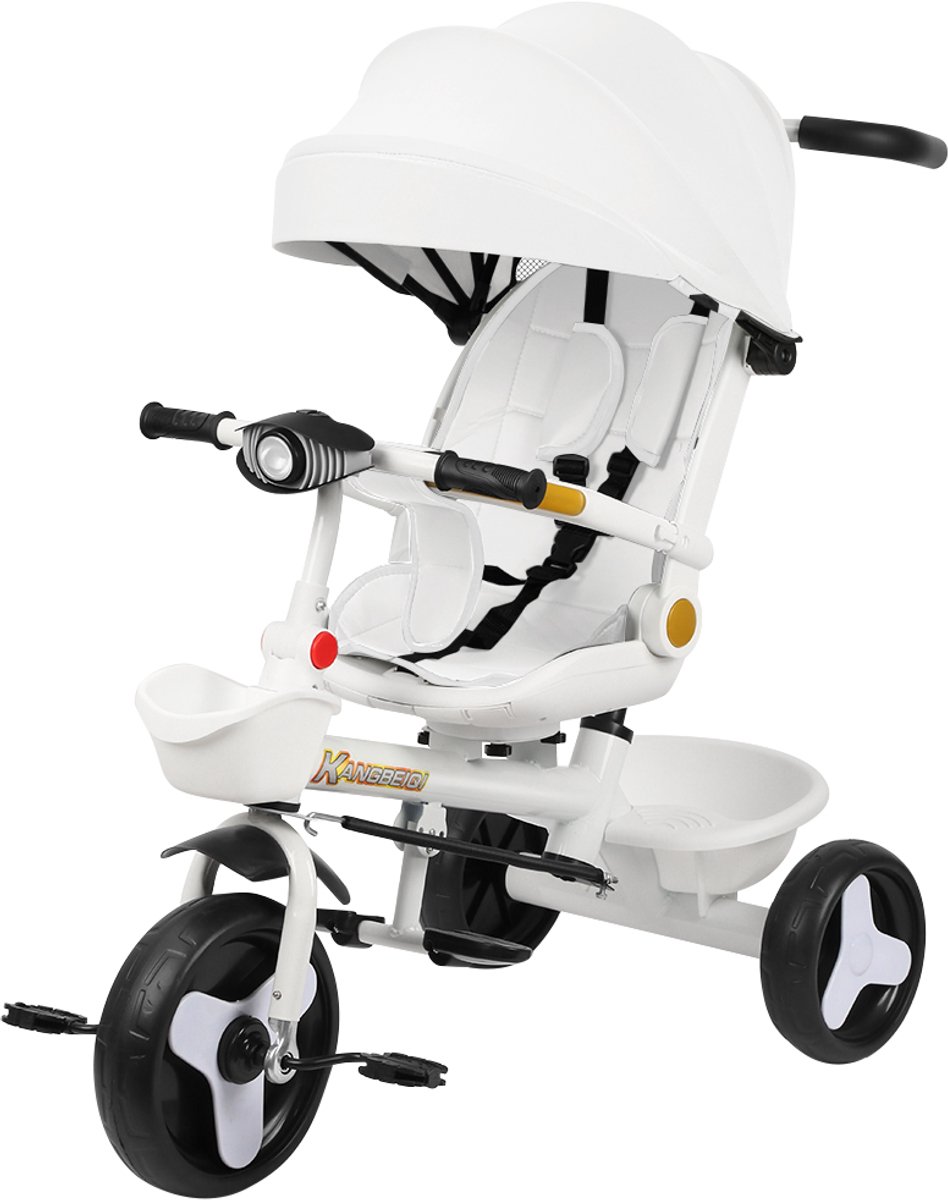pipipoxer kinder driewieler met duwstang voor kinderen draaibare zitting met muziek wit