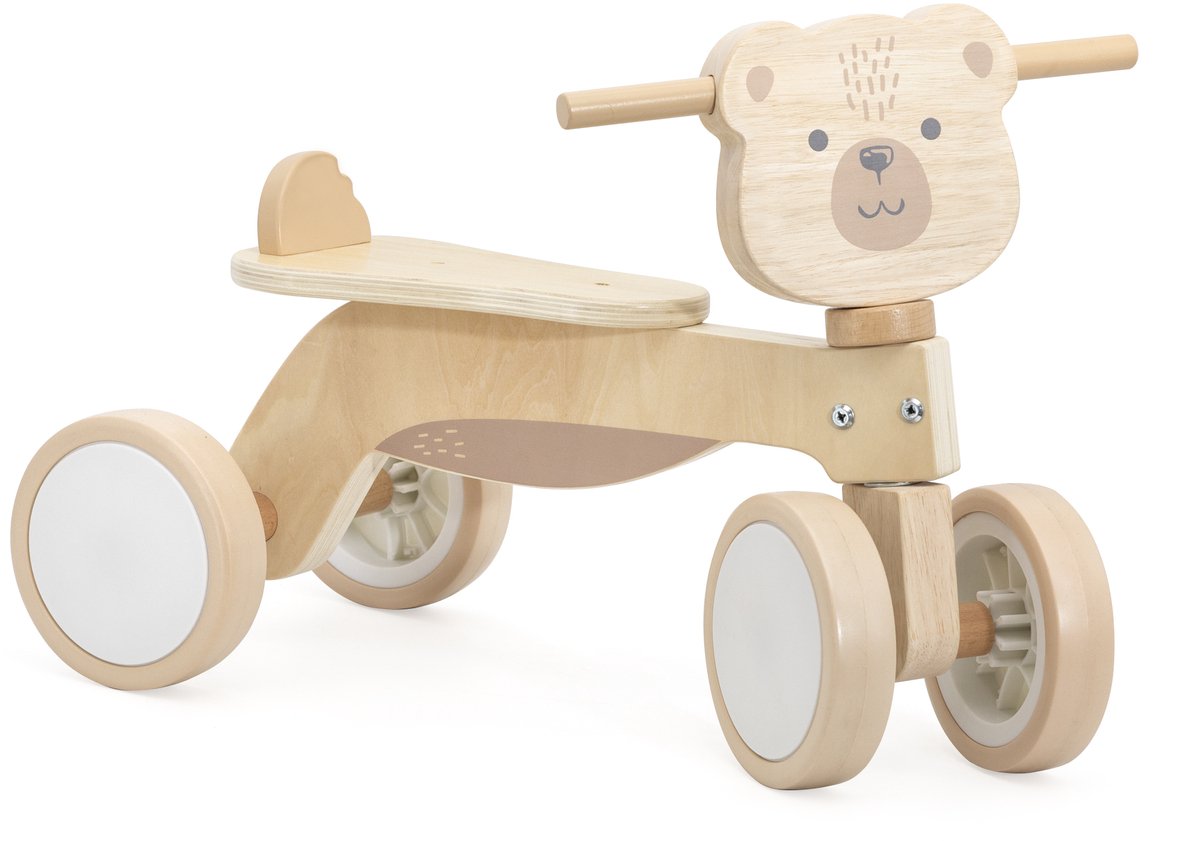 PolarB Houten Loopfiets Bruine Beer – Houten Driewieler voor Baby’s (12+ mnd) – Stevige Fiets met Veiligheidssturing Loopfiets kopen online