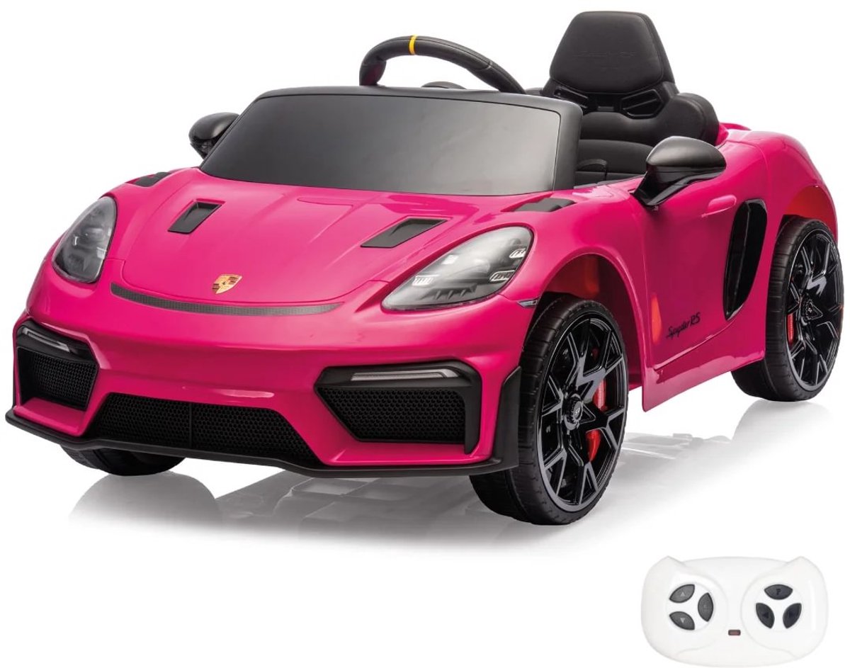 porsche 718 spyder rs elektrische kinderauto 12v 1 tot 5 jaar vernieuwde li ion accu roze