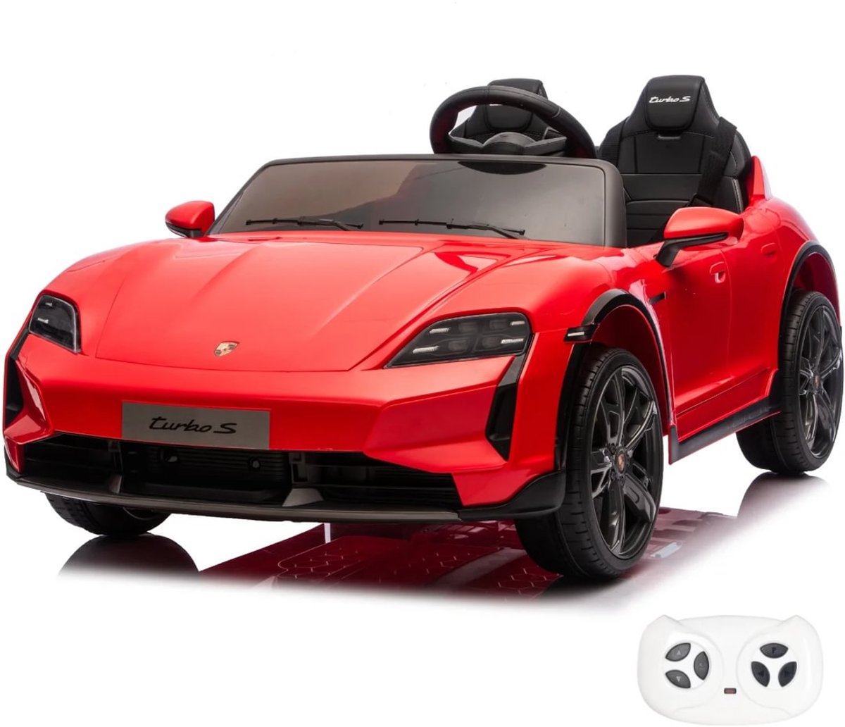 porsche taycan turbo s elektrische kinderauto 24v 2 zitplaatsen 2 tot 6 jaar rood