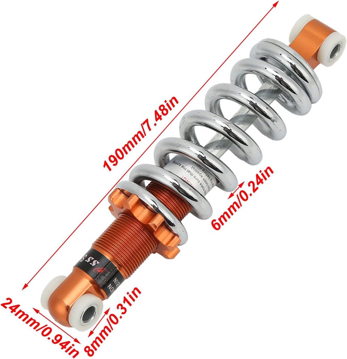 premium schokdempers achter vering verstelbaar voor motorfiets 190mm 8mm diameter mini zakfiets elektrische scooter