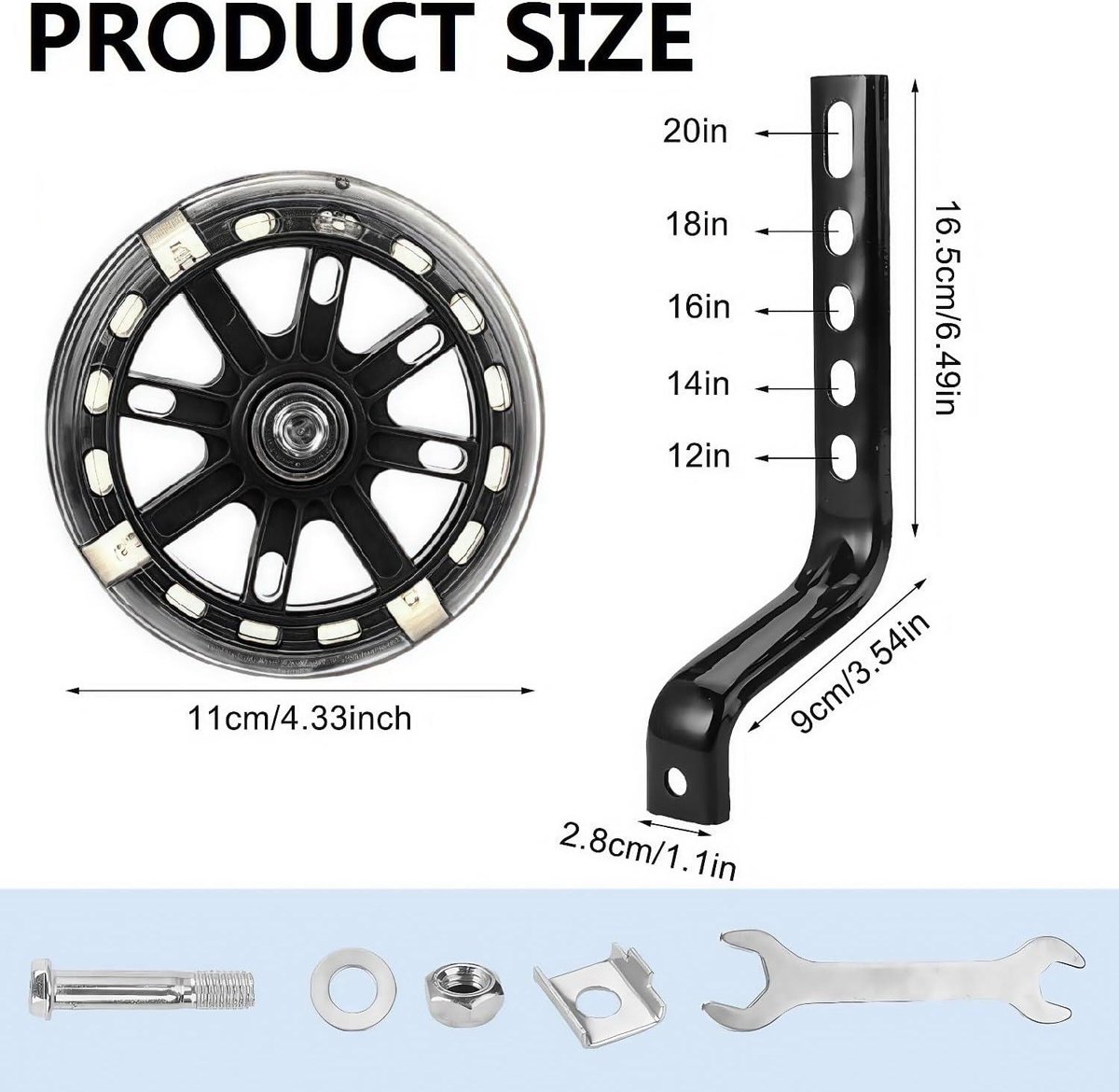 premium steunwielen kinderfiets hulpwielen kinderfiets mute flash wielen verstelbare fietsstabilisatorkit kinderen 12 20 inch zwart