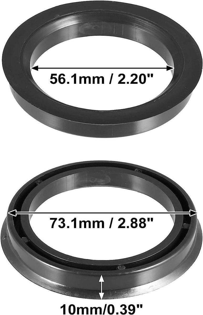 Provento - Plastic auto hub centric ringen, set van 2, 73.1mm tot 56.1mm, wiel center spacer zwart Buitenspeelvoertuigaccessoire kopen online