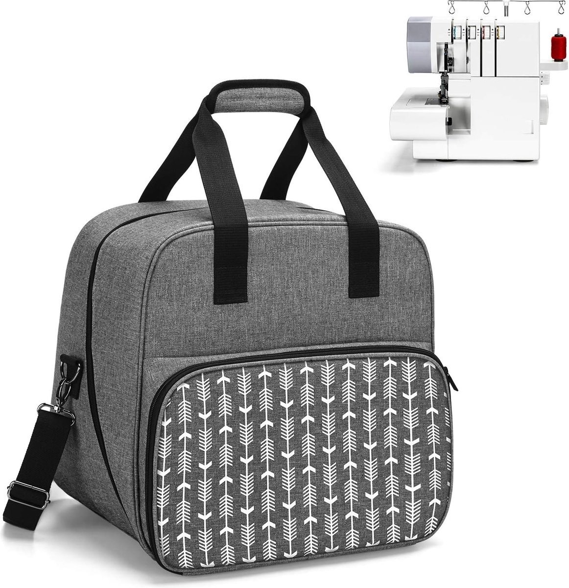 qpfo overlock tas naaimachine opbergtas grote opening draagbaar en stevig geschikt voor overlock naaimachines
