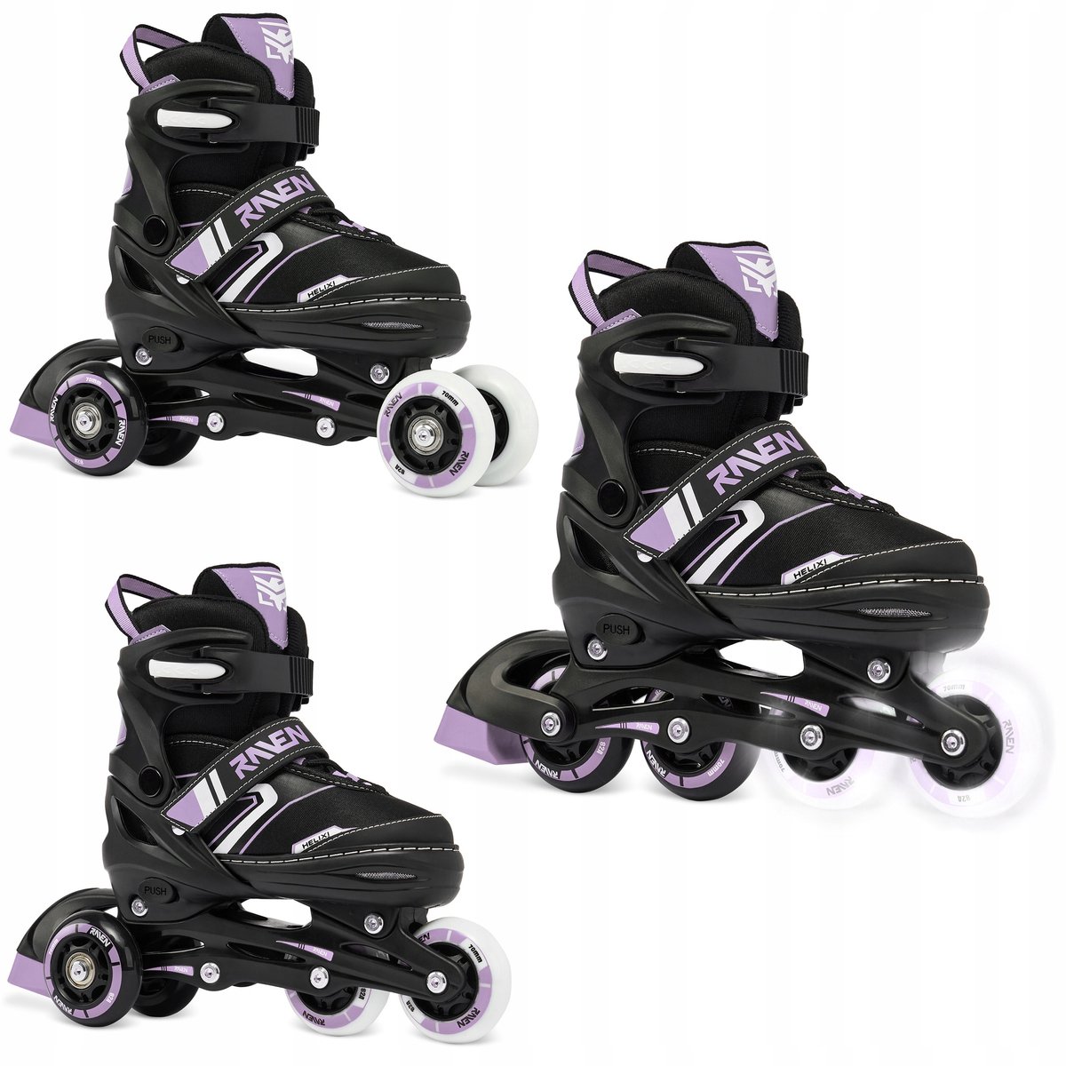 raven helixi 3w1 kinder rolschaatsen maat 30 33 met led wielen