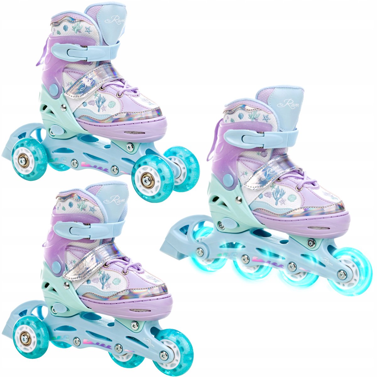 Raven Isla 3-in-1 kinderschaatsen - verstelbare maat 30-33 - LED-wielen Rolschaatsen kopen online