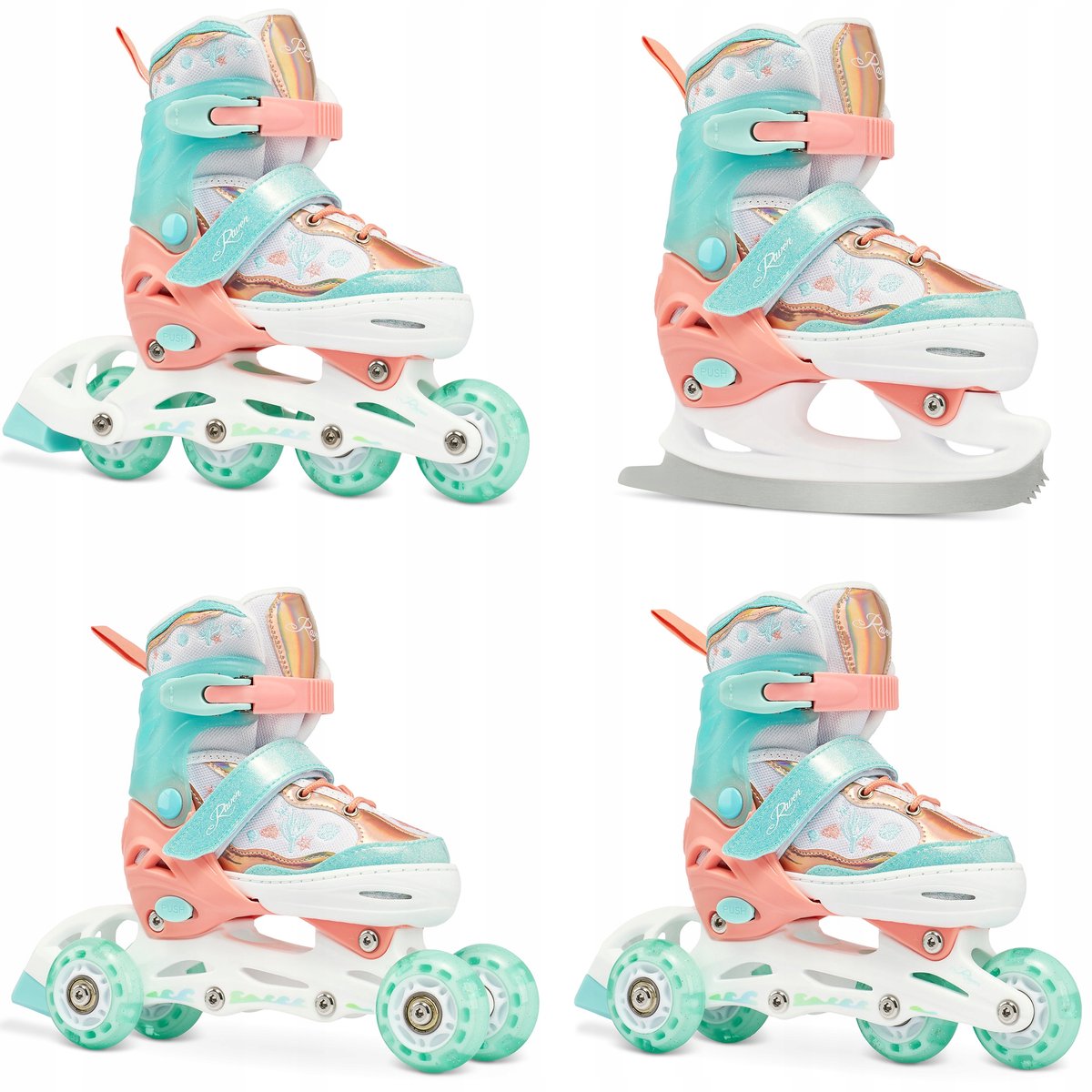 raven isla 4 in 1 skates rolschaatsen quad skates maat 27 30