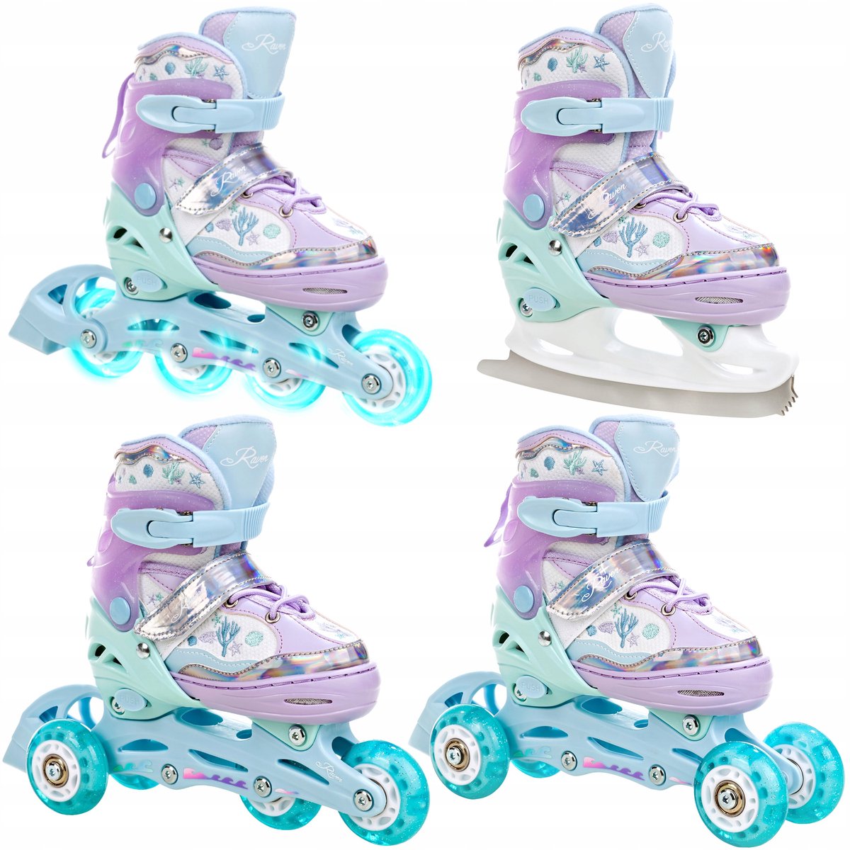 raven isla 4 in 1 skates schoenen violet 30 33 led