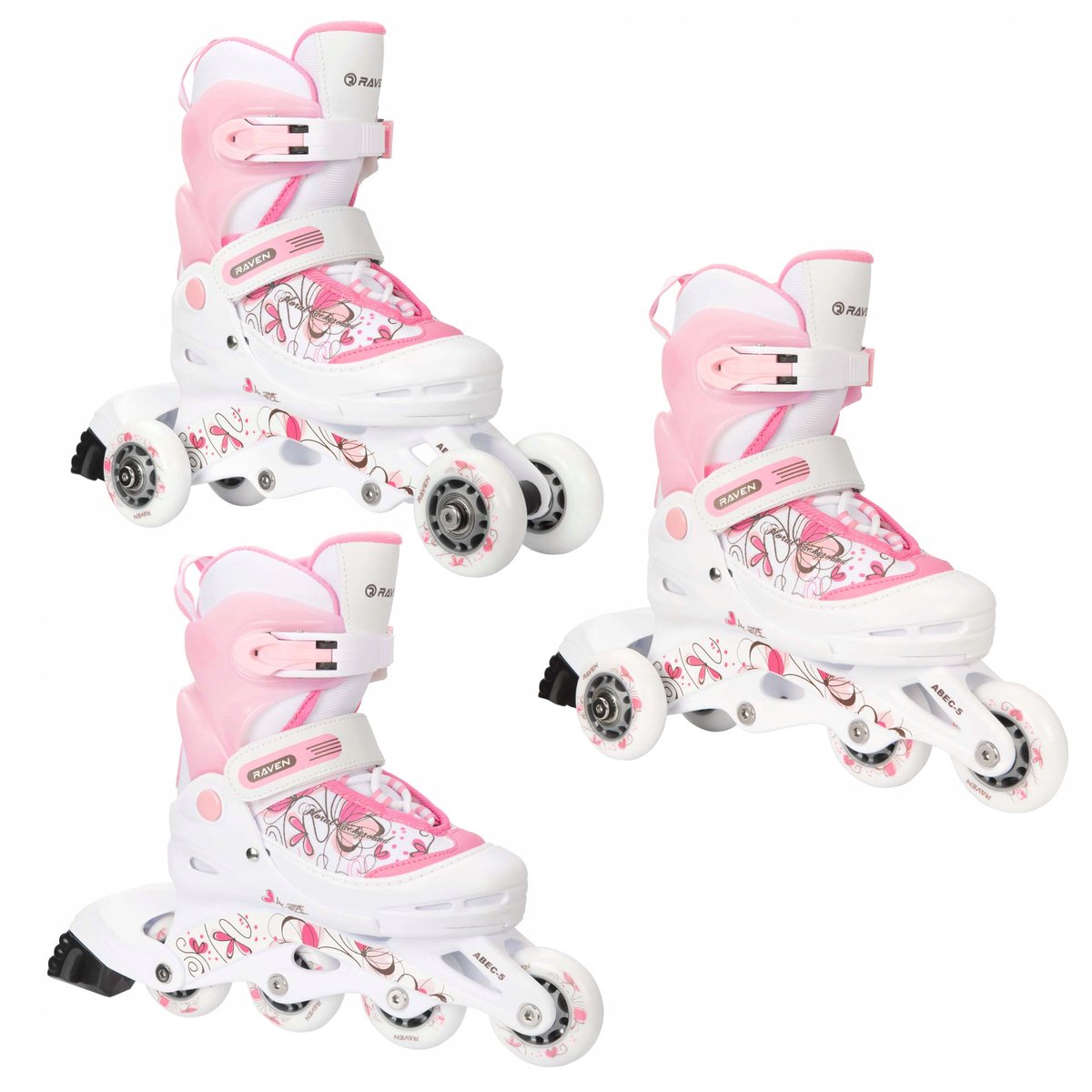 raven laguna 3 in 1 inline skates rolschaatsen wit roze 34 37