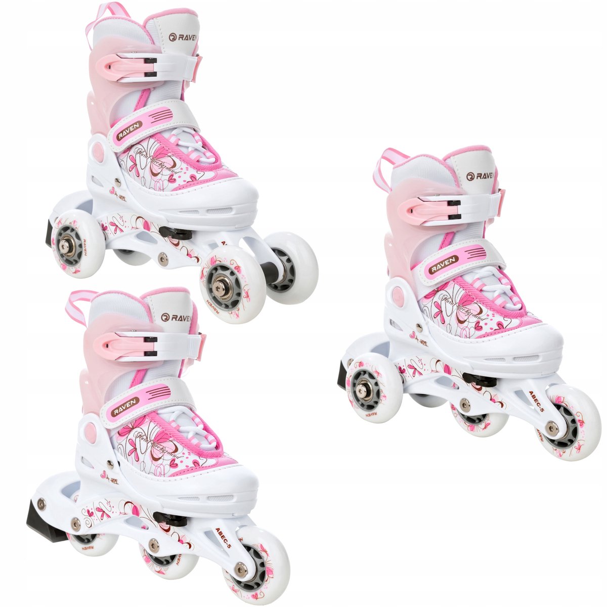 raven laguna 3 in 1 inline skates wit roze maat 26 29