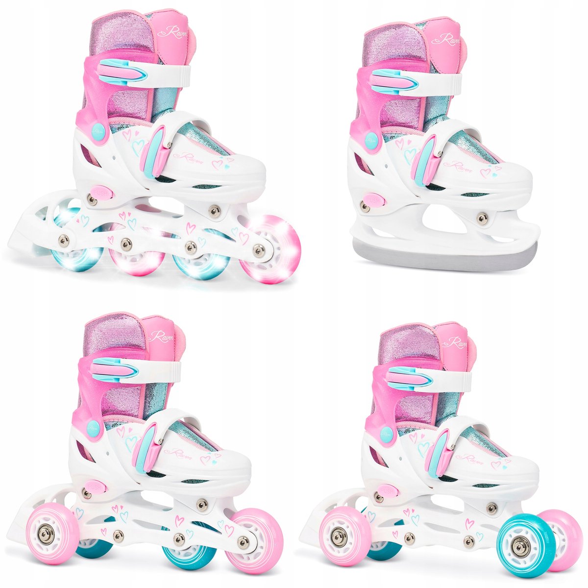 raven loret glitter 4 in 1 schaatsen rolschaatsen maat 27 30