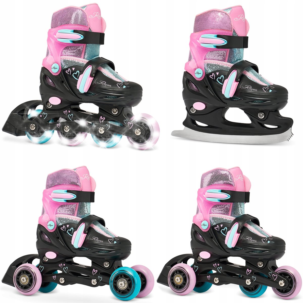 raven loret glitter 4 in 1 schaatsen schaatsen maat 27 30 led