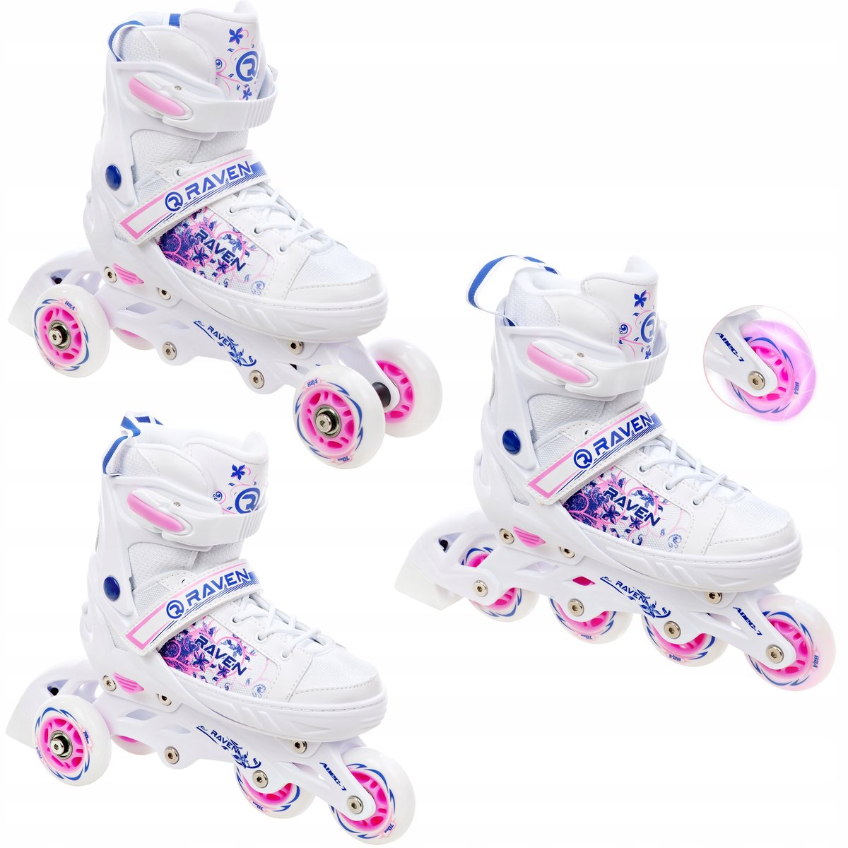 raven meia 3w1 inline skates schoenen maat 35 39 led wiel