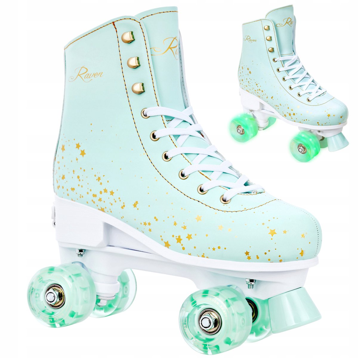 raven noa retro skates mint led verstelbaar maat 39 42